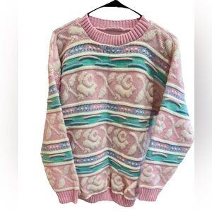 Vtg! Made in USA Pastel Patterned Women's Sweater